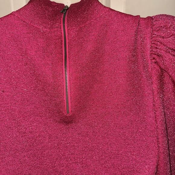 Alice + Olivia Women’s Pink Issa Turtleneck Puff Sleeve Mini Dress Medium - Picture 5 of 9